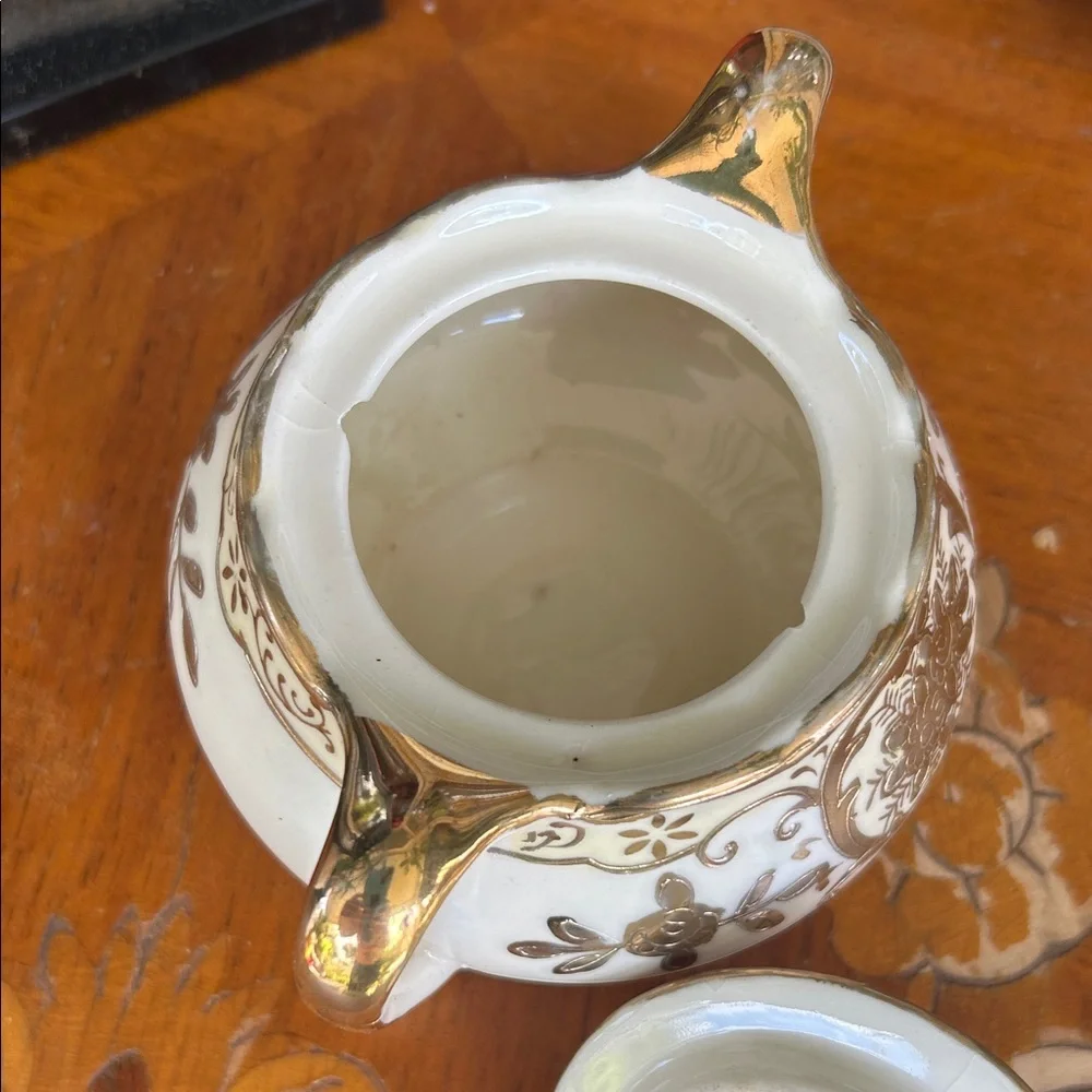 Vintage Moriyama Mori-Machi Porcelain Hand-Painted Floral Lidded Sugar Bowl